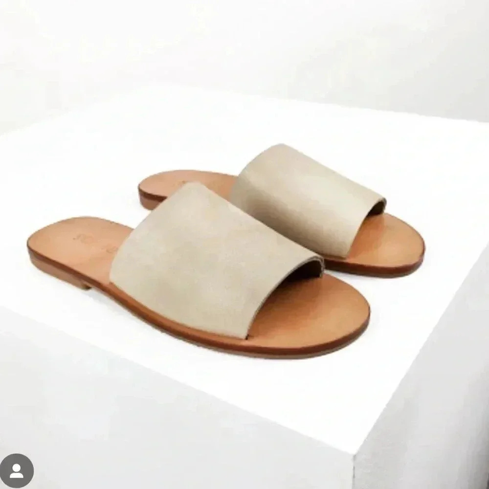 St. Agni Aiko Basic Slides in Nude Leather Sz:36